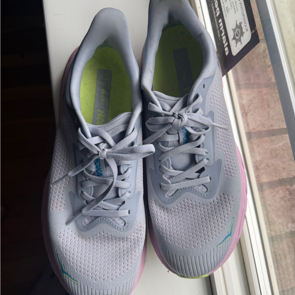 Hoka One One powder blue and Pink Sneakers